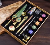 Vintage Gem Quill Pen Set Calligraphy Painting Pen Glass Dip Pen Letter Opener Feather Pen Set Seal Wax Set Birthday And Holiday Gift Christmas, Halloween Gift